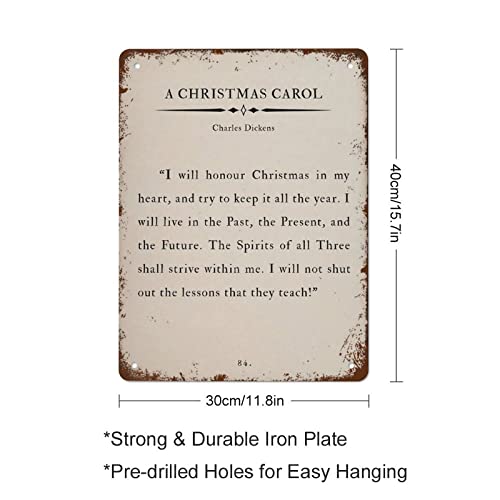 A Christmas Carol Quote Charles Dickens Christmas Poster Inspirational Literature Metal Tin Sign Vintage Wall Decor Retro Art Decorations For Home Bar Pub Cafe Farm Room Office Metal Poster 12X16 Inch #TOP1