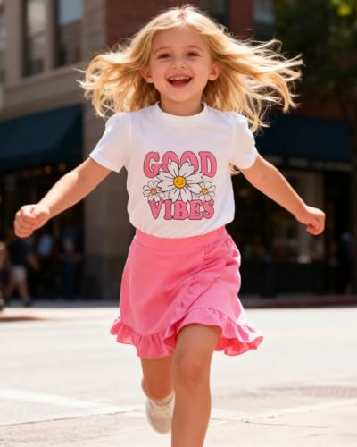 Image of Kids Toddler Girl Summer Clothes Letter Printed T-Shirt Top+ Floral Skirt 2pcs Girl's Skirt Set