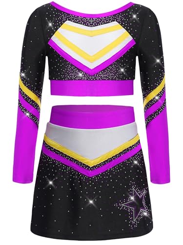 Disfraz de animadora niña talla 6 años morado miniatura 3