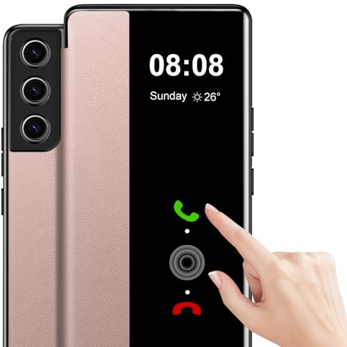 Coque Samsung S21 FE Rose Clear View Flip Case Cover TPU 5G