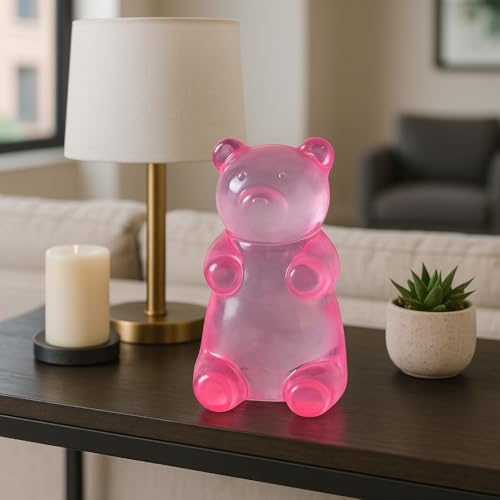 Ornamento Estatuilla Transparente de Oso de Goma Rosa 7" miniatura 2