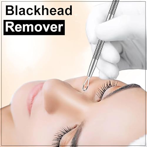 Image of Blackhead Remover Kit with Stainless Steel Tools, Pimple Extractor, Acne Removal & Facial Cleansing Tools for Men & Women