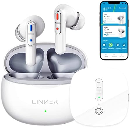 LINNER Bluetooth Hearing Aids for Seniors, Hearing Aid with Noise Canceling and Volume Control, Wireless Microphone for talking and TV, Up to Moderate Hearing Loss