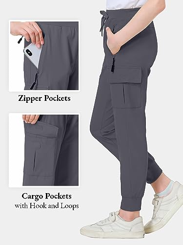 Image of EXARUS Girls Hiking Cargo Pants Joggers Teen Quick Dry Lightweight Slim Fit | Tween Youth Camping Pants Kids Hip Hop Dance Athletic Tapered Lightweight Track Safari Drawstring Woven /Knit 6-14Y