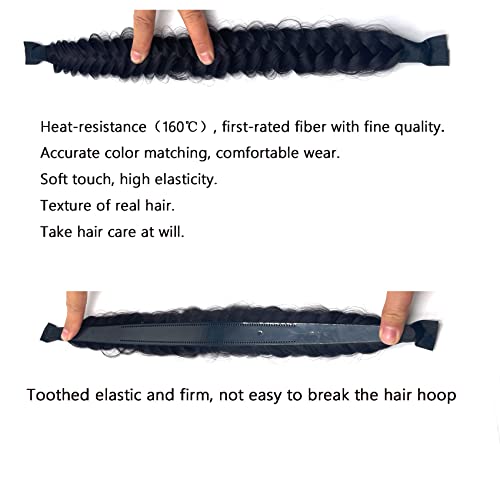 TOECWEGR Hairband Braided Hairpiece Messy Wide 2 Strands Fluffy Braids Wig with Tooth Women Headband Hair Bands - Image 4