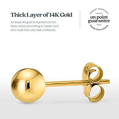 14K Yellow Gold Filled Round Ball Stud Earrings Pushback 6Mm #TOP2