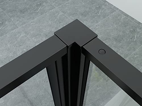 DE BESTE ALONI DOUCHECABINE MET SCHOMMELDEUR, VAST ELEMENT EN ZIJWAND IN ZWART MAT 90X140X200