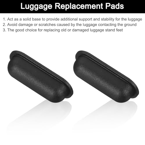 uxcell 4Pcs Luggage Replacement Pads, Plastic Luggage Stand Feet Stud, Suitcase and Travel Gear Bottom Side Accessories with Self-Tapping Screws, Black (57x24x15mm)4