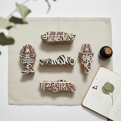 Image of RENIQ Wooden Printing Block for Fabric & DIY Craft | Handcrafted Indian Design Stamp for Textile, Pottery, Mehndi & Home Decor (Multicolor5)