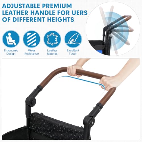 Libbipaw Dog Wagon for Medium & Large Dogs, Foldable All-Terrain Dog Stroller Wagon with Ramp, Adjustable Handle, One-Step Brake, Heavy Duty Pet Wagon (Blue) — view 3