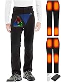 20000mAh Heated Trousers for Men & Women, Waterproof Softshell Thermal Ski Pants with Upgraded 7.4V Battery, for Winter Hiking Work Outdoors (UK, Alpha, XS, Regular, Regular, Black)