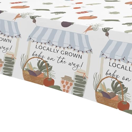 Image of Locally Grown Baby Shower Decorations Tablecloth, 3 Pack, 86in x 55in | Disposable, Farmer Market Vegetable Theme, Locally Grown Theme, Party Table Cover Supplies