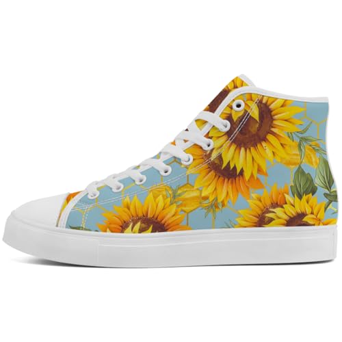 Women's Sunflower High Top Shoes High Top Canvas Sneakers