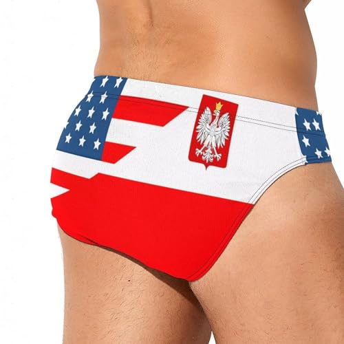 Polish American Flag Mens Swim Briefs Quick Dry Swimming Trunks Training Swimsuit Low Rise Swimwear3