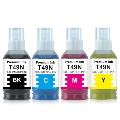 Yongairuink 560ml Kompatible T49N T49N1 T49N2 T49N3 T49N4 Sublimationstinte für SC23BK SC23C SC23M SC23Y Nachfülltinte für EPN SC-F100 SC-F500 SC-F501 (Schwarz, Cyan, Magenta, Gelb)