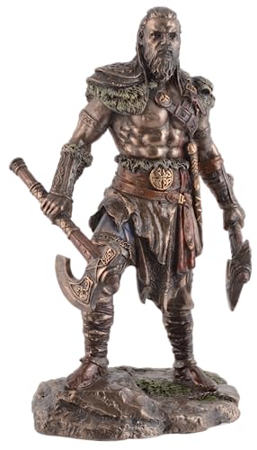 VOGLER Joh. Vogler GmbH Veronese Viking with Two Axes Made of Artificial Stone Bronzed and Coloured by Artist - Image 2