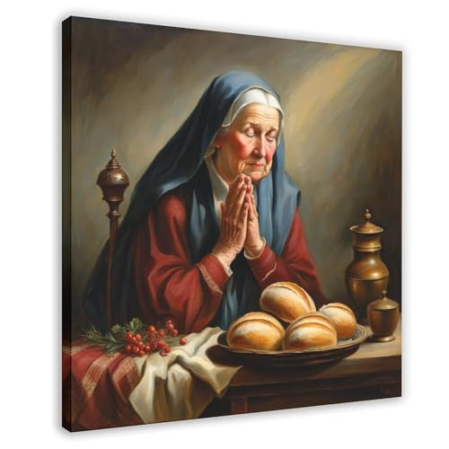 Toile Grace Woman Praying Over Bread décoration murale bureau salon