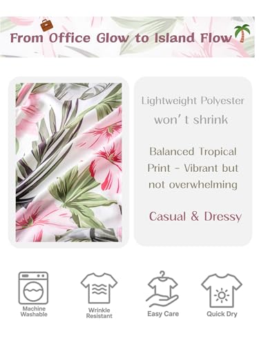 ZXZY Women's Hawaiian Shirts Long Sleeve Tropical Tops Button Down Dressy Casual Blouses3