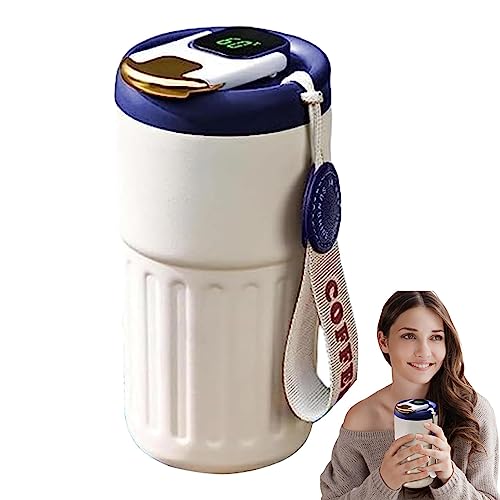 PRIMUZ Taza de café inteligente, botella de agua de café digital, termo de doble pared con temperatura LED, taza de viaje aislada para beber agua de café en viajes
