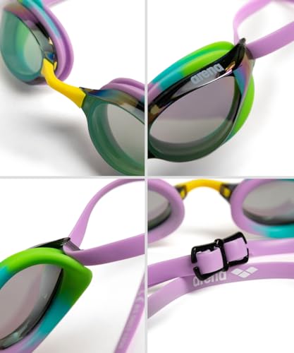 Image of ARENA Unisex Python Racing Swim Goggles for Men and Women Anti-Fog No Leak Max Comfort Dual Strap, Mirror /Non-Mirror Lens
