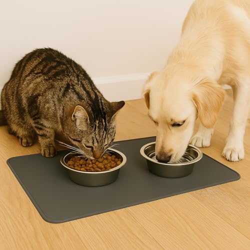 PARENCE.- rutschfeste Napfmatte für Hund und Katze – 30x40 cm Schutzmatte für Futter und Wasser – wasserdicht, leicht zu reinigen, ideal für saubere und trockene Böden