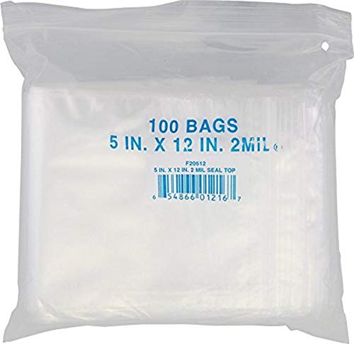 Elkay Plastics F20512 2 mil Line Single Track Seal Top Bag, 5