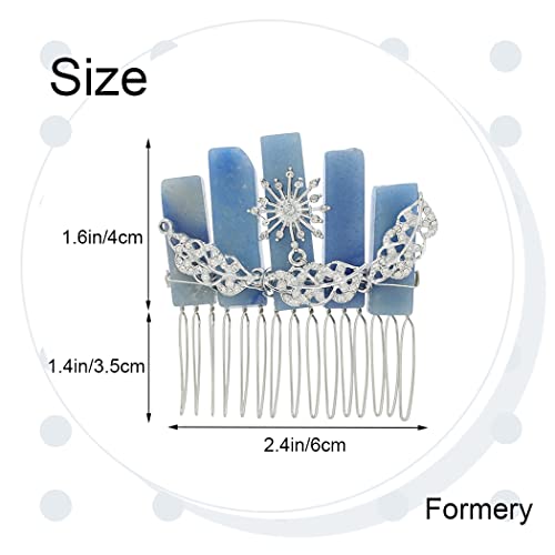 Formery Natural Stones Wedding Hair Comb Silver Leaf Rhinestone Quartz Bride Side Comb Star Leaves Blue Aventurine Crystal Hair Accessories For Women And Girls #TOP6