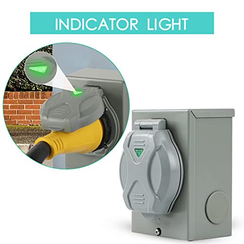 Besyl 50-Amp Generator Inlet Box Nema 3R Plug, Ss2-50P Power Rv Indoor/Outdoor Waterproof Transfer Switch Inlet Box Plug, 3 Prong, 125/250 Volts, Up To 12,500 Watts, Etl Listed #TOP2