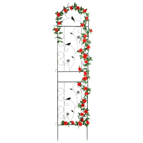 Treillis de jardin en fer noir arqué avec structure renforcée anti-intempéries