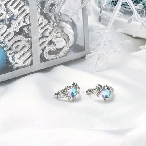 Generic Turtle Earrings for Women Teen Girl - Sterling Sliver Hoop Earrings Hypoallergenic Huggie Earrings Colorful Cubic Zirconia Earring Sea Turtle Jewelry Gifts for Mother’s Day, Silver3