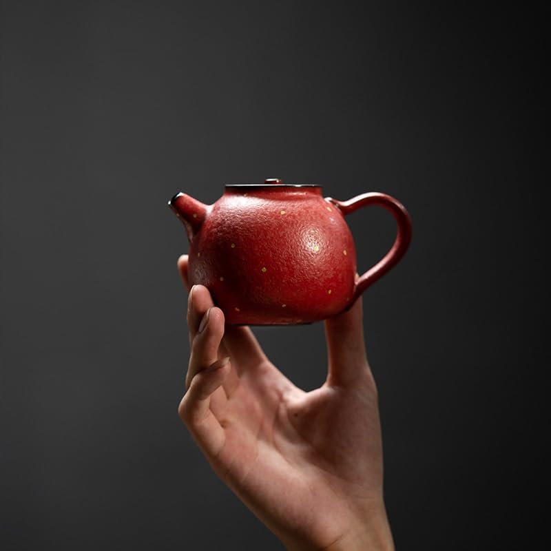 Teiera Smaltata Rossa Teiera Cinese Fatta a Mano Piccola teiera Set da tè Kung Fu Teiera Teiera per infusore (A)