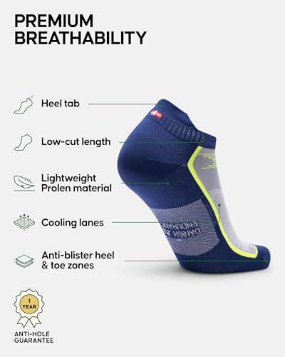 DANISH ENDURANCE Low-Cut Athletic Socks, Moisture Wicking, Men & Women, 3-Pack2