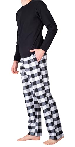 Men's Pajama Set Sleepwear Pjs Lightweight Long Sleeve Crewneck Shirts and Fleece Bottoms Soft Comfy Sleep Sets2