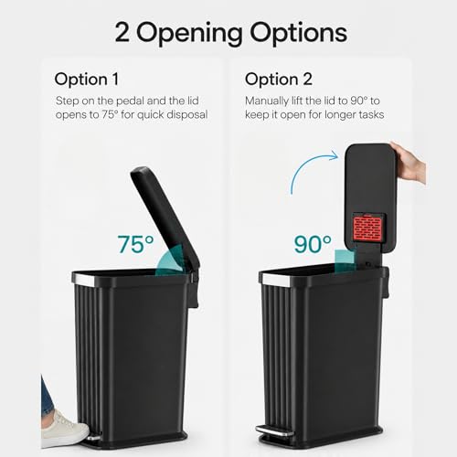 Image of Patented 13 Gallon STEP Diaper Pail - Fits Kitchen Bags, Odor Filter Baby Trash Can, 135 Diaper Capacity, No Refills Needed, for Nursery Diapers and Adult Incontinence Underwear - Matte Black