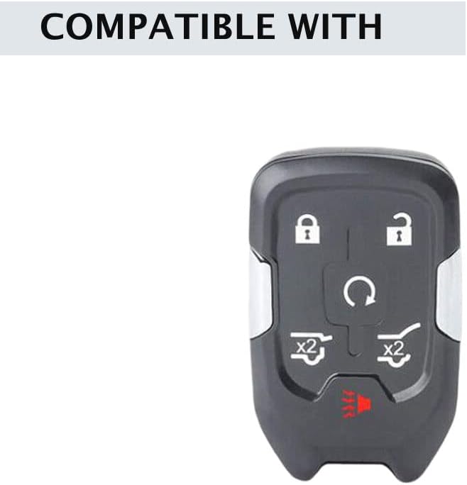 SEGADEN Silicone Cover Protector Case Holder Skin Jacket Compatible with Chevrolet GMC 6 Button Remote Key Fob CV4617 Black