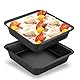 LUPATDY 2er Set Quadratische Auflaufform,Kuchenform Eckig Edelstahl mit Antihaftbeschichtung, Auflaufform Klein,Brownie Backform Backblech für Lasagne/Kuchen/Toast,22 * 22 * 5cm