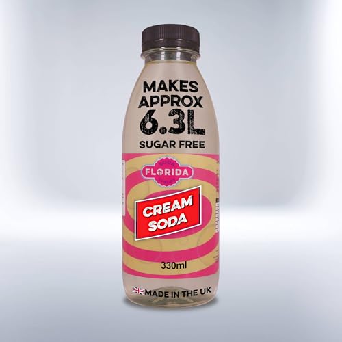 Florida Syrups Flavours Compatible with Sodastream Machines - Soda Drink Flavourings 330 ml (Pack of 1) (330 ml (Pack of 1), Cream Soda Sugar Free)
