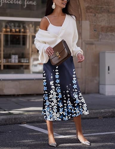 Image of Zeagoo Skirts for Women High Waist Skirt Elegant Midi Skirt Satin