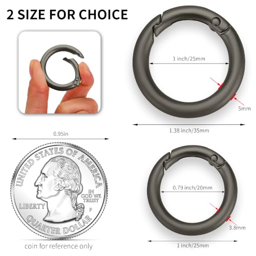 Image of Gkeygo Key Ring Clip, 4 /5 Inch Keychain Rings, 8 Pack Round Carabiner Clip for Keys, Buckle, Bags, Purses - Key Chain Hooks Replacement Keychains Lanyard DIY Crafts - Dark Grey