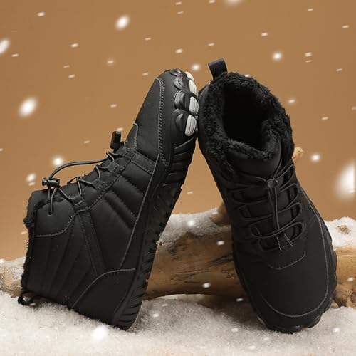 Image of Men's and Women's Barefoot Hiking Boots | Zero Drop Winter Snow Boots with Wide Toe Box | Slip-On Waterproof Ankle Booties | Minimalist Five-Finger Sneakers for Outdoor Hiking and Walking