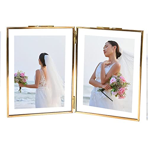 C&Z Cadre photo double pliable en laiton de 10 x 15 cm - Style vintage doré - Cadre photo...