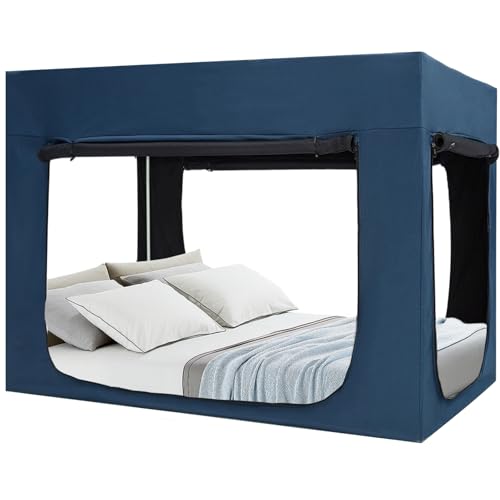 Quinnsus Bed Tent Bed Canopy Queen Size Tents for Adult and Kids - Portable Sleeping Bed Tents 80% Blackout with 4 Doors Breathable Private Space Tents(Mattress Not Included)