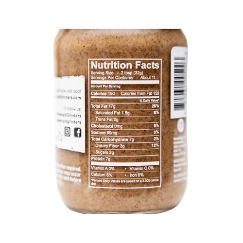 Image of Georgia Grinders Original Almond Creamy Gourmet Nut Butter Spread, Whole30 Approved, Non-GMO, Gluten Free, No Palm Oil, No Added Sugar, Paleo and Vegan Friendly, 12 Ounce (1 Pack)