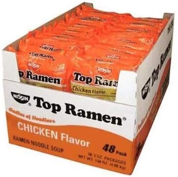 Nissin Top Ramen Chicken Flavor Noodle Soup, 3 Ounce (Pack of 24) (2 Pack)