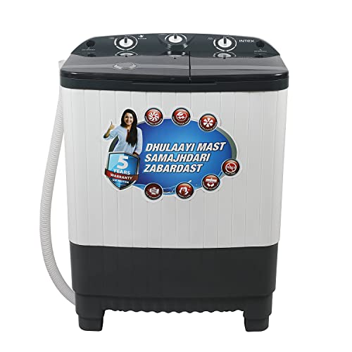 Image of Intex 7.5 KG Semi AutomaticTop Loading Washing Machine (Transparent Lid, Grey and White, SA75GRPT)