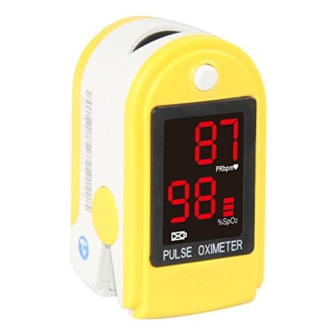 Concord Basics Fingertip Pulse Oximeter - Blood Oxygen Saturation Monitor with Carrying Case, Batteries, Silicone Cover & Lanyard - Easy to Use, Accurate SpO2 & Pulse Measurement (Yellow) Cover