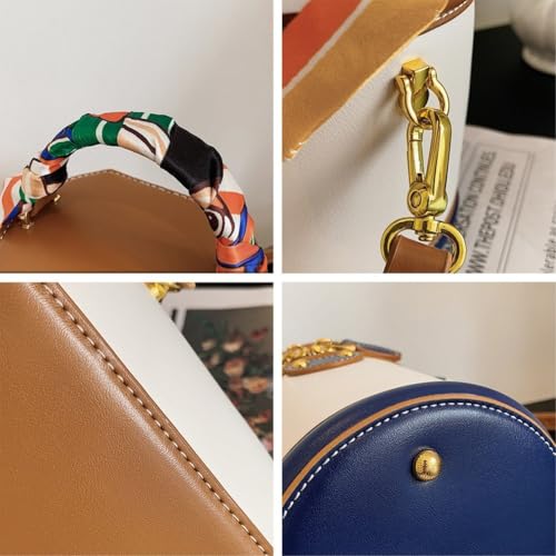 Bucket Bag Female Pu Leather Cylinder Bag Crossbody Round Bag Handle Handbag Retro Cylinder Shoulder Bag for Women3