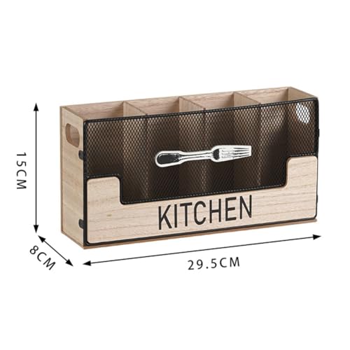 Porte-ustensiles de comptoir de cuisine métal noir avec 4 compartiments - 7