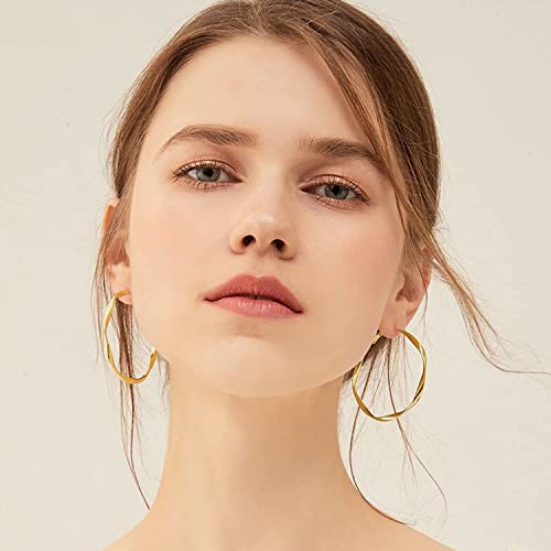24K Gold Hoop Earrings for Women Trendy Real Gold Plated Twisted Thin Huggie Hoops, Dainty Cute Big Gold Filled Dangle Hoop Earrings Nickel Free Womens Earrings for Sensitive Ears Hypoallergenic4