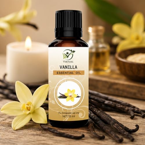 Image of VIRTUAL Vanilla Essential Oil 15ml Pure Aromatherapy Essential Oil for Diffuser Massage Spa Relaxation Home Fragrance and Wellness